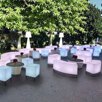 Ensemble de tabourets carrés en bambou pour événements et fêtes de mariage, éclairage LED, lumineux, multicolores, chaises portables illuminées pour l'extérieur