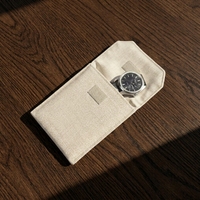 Pochette à rabat en coton et lin de luxe avec logo doré personnalisé - Sac à bijoux en lin naturel durable et emballage cadeau pour petits articles