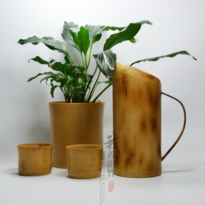 Natural Bamboo Water Bottle Set With Handle Bamboo <b>Teacup</b> Bamboo Tableware For Drinking And Planting Chongqing Origin LYT003 - Product Image 1