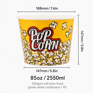 Custom Printed Biodegradable Paper <b>Popcorn</b> <b>Buckets</b> 24oz 46oz 64oz 85oz 130oz Disposable Food Grade Cinema Wholesale - Product Image 2