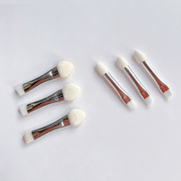 Kuas Rias Mata Double-Head Perak Grosir, Ujung Spons Serat Lembut, Detail Mata, Blending, Gagang Logam, Alat Kecantikan Portabel