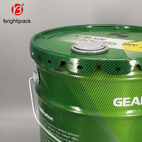 Seau à peinture rond en étain de 20 litres avec couvercle en métal 5 gallons 19L Seau en métal pour peinture et laque en bois