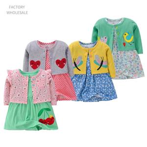 Продажа с фабрики, 100% хлопковое платье для маленьких девочек, летнее платье с цветочным принтом и оборками на рукавах, 2 шт. для детей 6-24 месяцев - Product Image 1