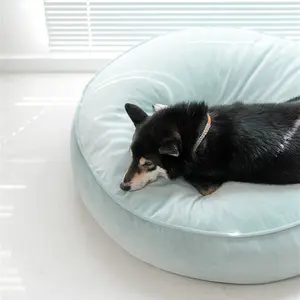 豪华狗床柔软天鹅绒宠物沙发圆形狗床带可拆卸盖多种颜色可供选择