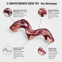 Jouet à mâcher pour chien en nylon PA de 7 pouces en forme de S, résistant aux morsures, bâton molaire durable pour la dentition, jouet interactif moderne pour animaux de compagnie