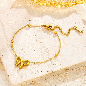 Sweet Bowknot Jewelry Set | 18K PVD Gold Plated Stainless Steel | Chic Bow Necklace, Bracelet, Anklet & <b>Stud</b> <b>Earrings</b> for Women - Product Image 3