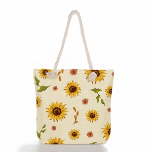 Fabricantes Venda Direta Floral Impresso Armazenamento Único Ombro Grande Capacidade Viagem Tote Saco De Praia com Bolsos Dentro - Product Image 3