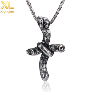 Pendentif croix torsadé en or 10 carats et acier inoxydable, style hip-hop punk vintage, bijoux unisexe - Product Image 2