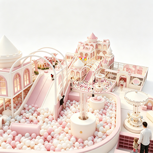 Aoleao Aire de Jeu Intérieure Personnalisée Princesse avec Piscine à Balles, Toboggan et Château d'Escalade pour Enfants, Aire de Jeu Douce Certifiée CE TUV CPC - Product Image 3