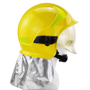 Casco de rescate contra incendios tipo V amarillo con visera transparente, protector de cuello, suspensión de 6 puntos, sin ranuras - Product Image 5