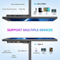 AHXJKA Monitor Portabel Layar Ganda 15,6 Inci 1920x1080 FHD 60Hz dengan Dudukan Terintegrasi Kabel USB-C Tunggal untuk Win dan Mac