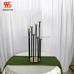 Candelabro de Metal Liso con 8 Cabezas, Diseño de Espejo Negro y Dorado, Centro de Mesa de 165 cm para Decoración de Bodas - Product Image 6