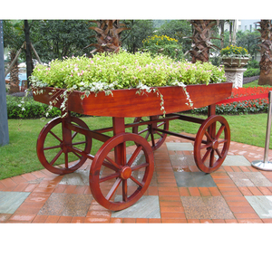 Arlau גן חיצוני ריהוט עץ פרח עציץ עגלת - Product Image 1