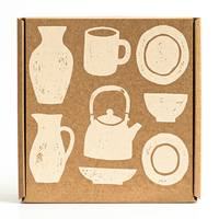 Boîte d'expédition pliable en carton ondulé kraft imprimé pour la vaisselle en céramique, les tasses, les assiettes, les bols et les services à thé