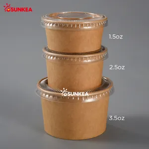 Recyclable Customized 1.5oz 2.5oz 3.5oz Paper Sauce Cup With Lid