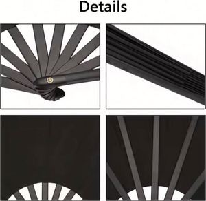 Abanico de mano grande de plástico de color sólido de 33 cm para fiestas rave, abanicos de plástico grandes a precio económico - Product Image 5
