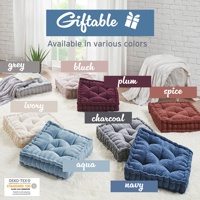Pouf carré en tricot Azza avec bord festonné, coussin hypoallergénique pour banc/chaise 20x20x5