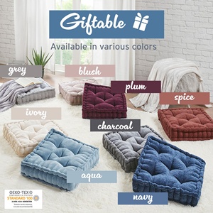 Coussin de sol Azza Pouf carré avec bord festonné Coussin de banc hypoallergénique - Product Image 4