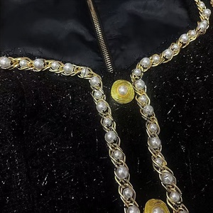 AIMEISI Elegante <span class=keywords><strong>Abito</strong></span> Corto da Donna Senza Maniche con Ricami e Perline in <span class=keywords><strong>Tweed</strong></span> - Product Image 5