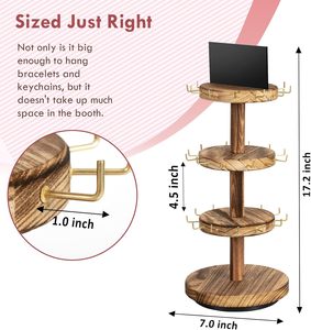 3-layer Wooden <strong>Rotating</strong> Bracelet <strong>Display</strong> Stand Tree Stand <strong>Supplier</strong> Booth <strong>Display</strong> with Advertising Board 36-<strong>hook</strong> Bracelet Key - Product Image 2