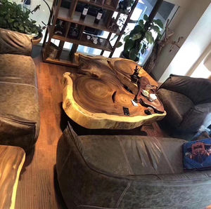 Tavolo da Caffè in Legno con Bordo Naturale <span class=keywords><strong>Stile</strong></span> Moderno Americano Resina Epossidica per Soggiorno e Caffetteria - Product Image 4