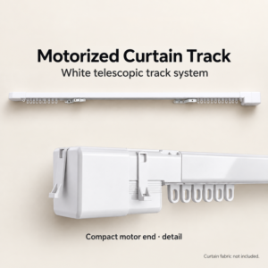 Rail de <span class=keywords><strong>rideau</strong></span> motorisé intelligent Homein <span class=keywords><strong>M1</strong></span> Pro, réglable, sans découpe, avec télécommande, application et commande vocale (rideaux non inclus) - Product Image 3