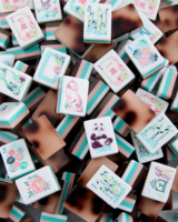 Tuiles de Mahjong Talulah, style américain, pièces de jeu colorées à motifs floraux avec des décorations pour le jeu de table en famille