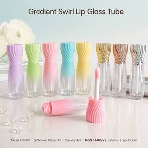 ISMAN Tube de brillant à lèvres vide 4 ml, à texture spirale, avec applicateur doe foot et pinceau large, pour emballage cosmétique, vente en gros et personnalisation - Product Image 1