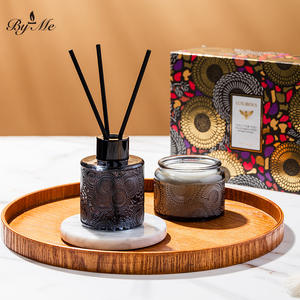 Coffret Cadeau de Luxe en Verre Gaufré pour Aromathérapie, Bougie en Cire de Soja et Diffuseur à Bâtonnets, Idéal pour Hôtels et Maisons - Product Image 5