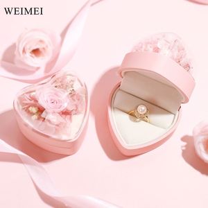 Joyero de flores eternas en forma de corazón, venta al por mayor, propuesta de San Valentín, anillo, collar, regalo, embalaje rosa - Product Image 1