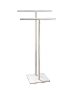 T-Shaped Metal Clothing Rack With Double Tier Standing Design Minimalist <b>Wardrobe</b> Storage Holder - Product Image 1