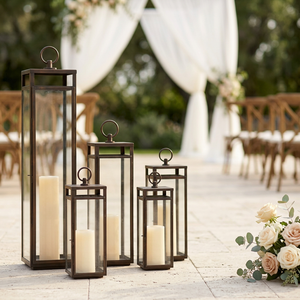 Wholesale Modern <b>Tall</b> Stainless Steel Brown Metal Handmade Durable Candle Holder <b>Lanterns</b> for Christmas Easter Home Outdoor - Product Image 5