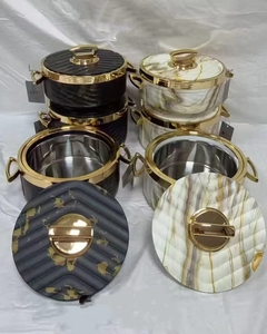 Beautiful Chevron Design 3Pcs Thermal Casserole 1.5L 2L 2.5L Insulated Food Warmer Gold Handle Hot Cold Party Serving Dish Boxes - Product Image 3