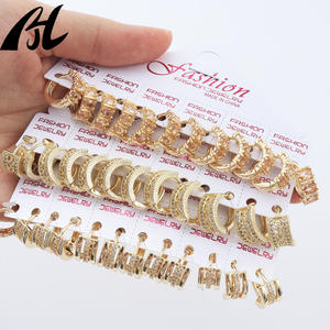 C-732-1,C-709 grosir anting zirkonia 14K dan 18K berlapis emas desain modis trendi dengan zirkon batu utama terbuat dari kuningan - Product Image 1