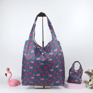 Bolsa de compras plegable con estampado de flamencos, bolsa ecológica reutilizable de gran tamaño para uso en el mercado de comestibles - Product Image 1