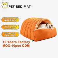 Lit-caverne pour chat en velours doux et polaire, rembourré en coton PP, coupe-vent et chaud, pantoufle pour animaux de compagnie, anti-affaissement, nid pour chien, petits animaux, hiver, intérieur