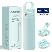 Nouvelle bouteille d'eau sport multifonctionnelle 4-en-1 de 24 oz avec couvercle anti-poussière, bec verseur et paille pour l'extérieur