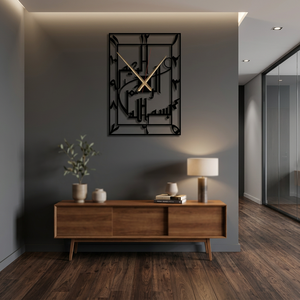 Modern Metal Wall Clock <b>Square</b> Abstract Geometric Design Silent Quartz Analog Hanging Living Room Decor - Product Image 3