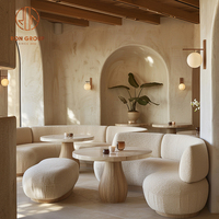 Table ronde en marbre blanc pour restaurant, canapé, banquette, chaise et mobilier de table pour café