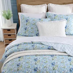 Customized Soft Luxury Flower Style Reversible Bedspread Quilt Cover Bedding Set For King Size Beds