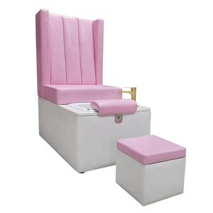 Chaise de pédicure européenne entièrement en cuir enveloppé pour salons de manucure Chaise de massage des pieds avec pompe de drainage pour spa tourbillon à lumière colorée - Product Image 5