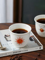Tasse à expresso en céramique avec motif soleil arabe, magnifique tasse à café latte de 240 ml, tasse à démitasse unique en porcelaine faite à la main