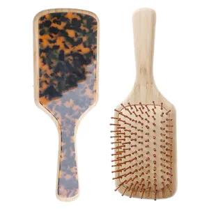 Miduiry biểu tượng tùy chỉnh bàn chải tóc và lược tre tự nhiên túi khí bằng gỗ Acetate phụ kiện bàn chải tóc mềm dê lông tùy chỉnh