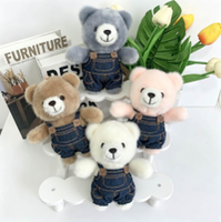 Porte-clés en peluche ours en combinaison de cowboy - Cadeau brodé super doux