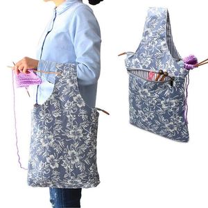 BSCI factory Knitting Bag Canvas <b>Yarn</b> Tote Project Bag for Knitting <b>Needles</b> <b>Yarn</b> and Crochet Supplies Perfect Size for Knitting - Product Image 5