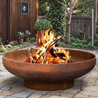 Brasero d'extérieur portable moderne en acier au carbone Corten noir poli et forgé, résistant aux hautes températures, pour fêtes et utilisation extérieure