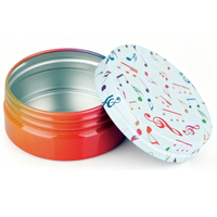 Boîte à bougie cylindrique en métal vide à dégradé de couleurs avec couvercle en forme de note de musique, vente en gros, directement de l'usine, approvisionnement en vrac