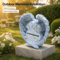 Statue commémorative pour chien en résine entièrement personnalisée avec ailes d'ange, pierre tombale personnalisée pour animaux de compagnie, marqueur de sépulture de jardin, souvenir de sympathie, vente en gros