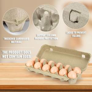 펄프 종이 계란 상자 적층 가능 생분해성 재활용 가능 대량 2x6 계란 12개입 식품용 슈퍼마켓 주방용 - Product Image 3
