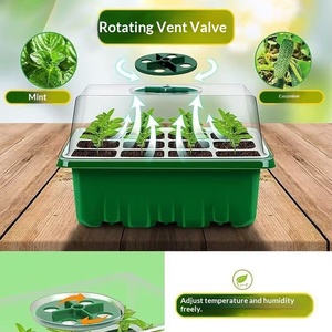 Lot de 3 boîtes épaissies <span class=keywords><strong>pour</strong></span> 12 <span class=keywords><strong>semis</strong></span> – Kit de <span class=keywords><strong>semis</strong></span> respirant, artefact de bouturage, couvercle de <span class=keywords><strong>plateau</strong></span> de <span class=keywords><strong>semis</strong></span> <span class=keywords><strong>pour</strong></span> la conservation de la chaleur et l'humidification - Product Image 1